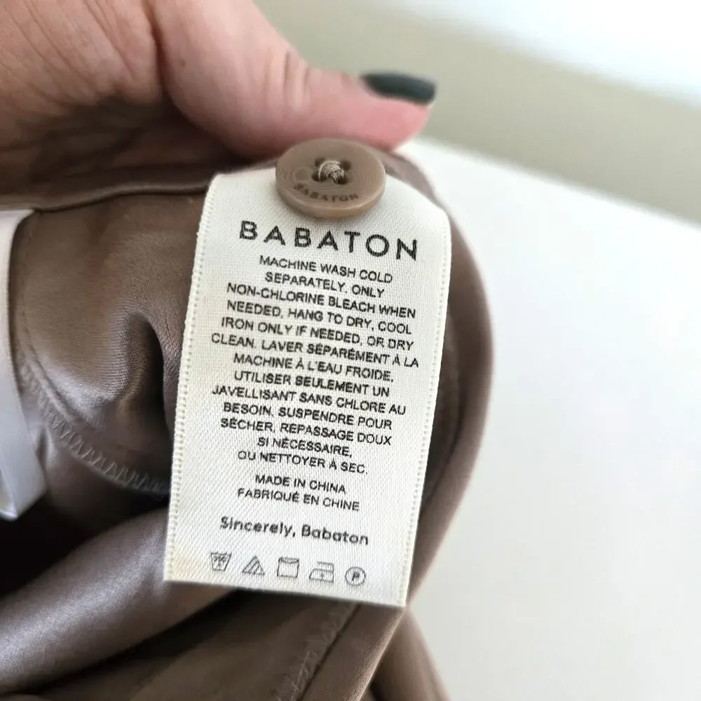 Babaton Aritzia Size 10 Champagne Taupe Refined Satin Cargo Wide Leg Pants - Picture 10 of 10